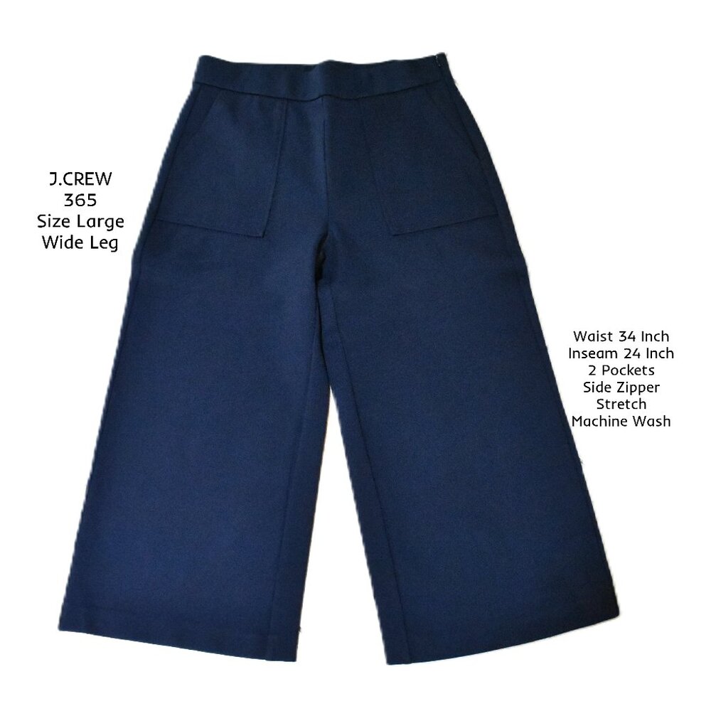 J.CREW Pants L Blue 2 Pockets Waist 34 Inch Side Zipper Machine Wash